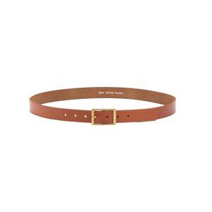 MOST WANTED Tan Leather Basic Skinny Belt With Simple Equestrian Buckle